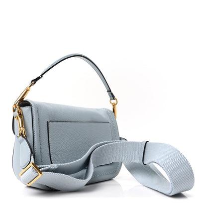 Pebbled Calfskin Vlogo Small Top Handle Shoulder Bag Blu Porcellana