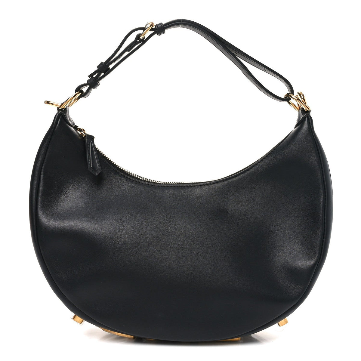 Vitello Grace Matte Small Fendigraphy Hobo Bag Black