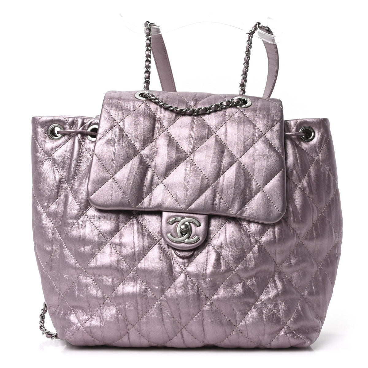 Iridescent Calfskin Quilted Ground Control Backpack Pink
