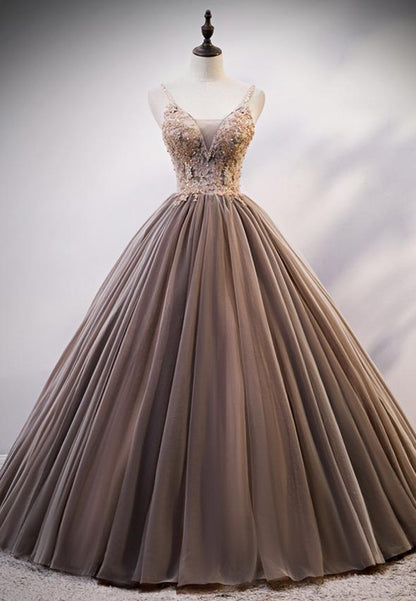 A line tulle lace long prom dress formal dress M823
