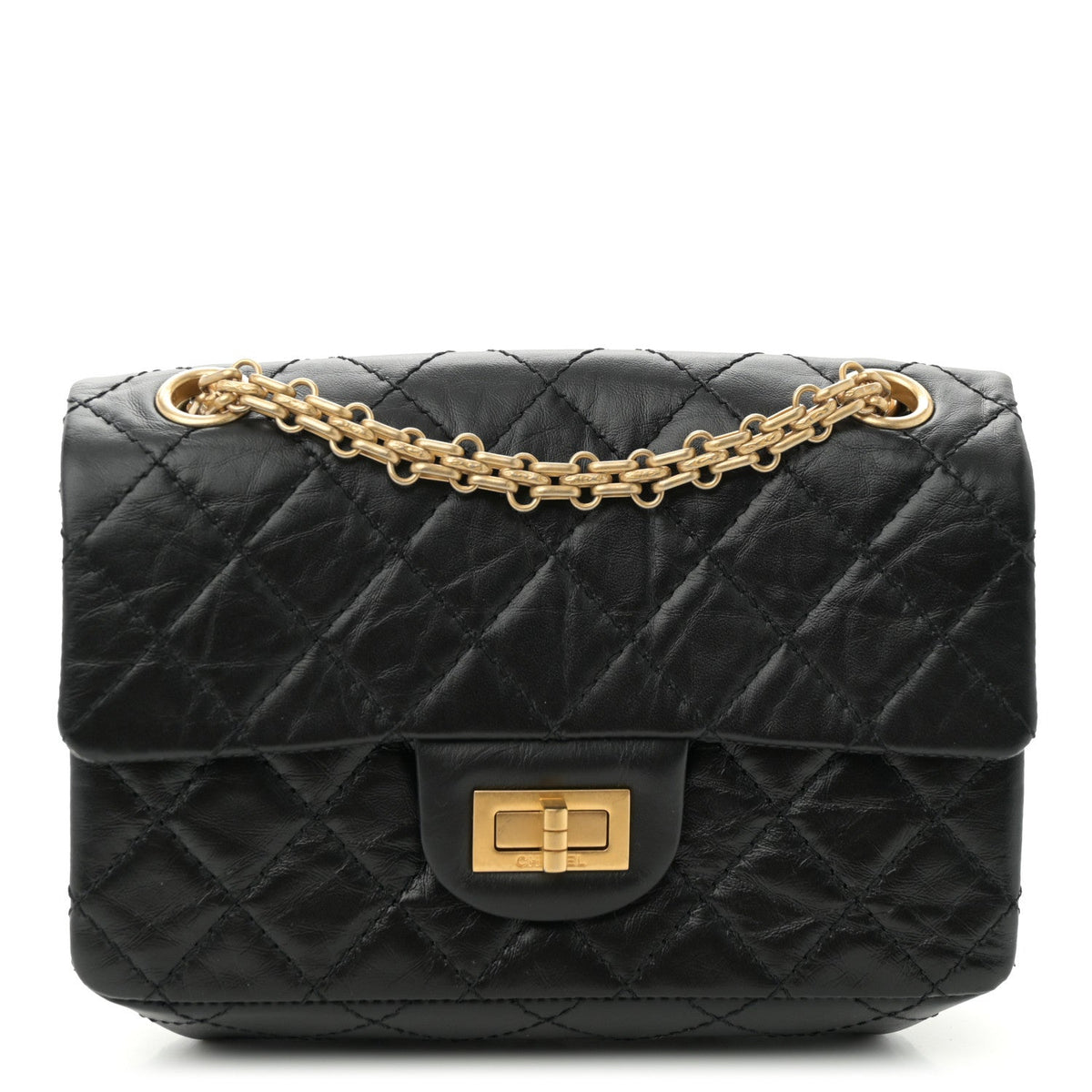 Aged Calfskin Quilted 2.55 Reissue Mini Flap Black
