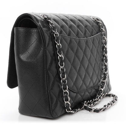 Caviar Quilted Maxi Double Flap Black