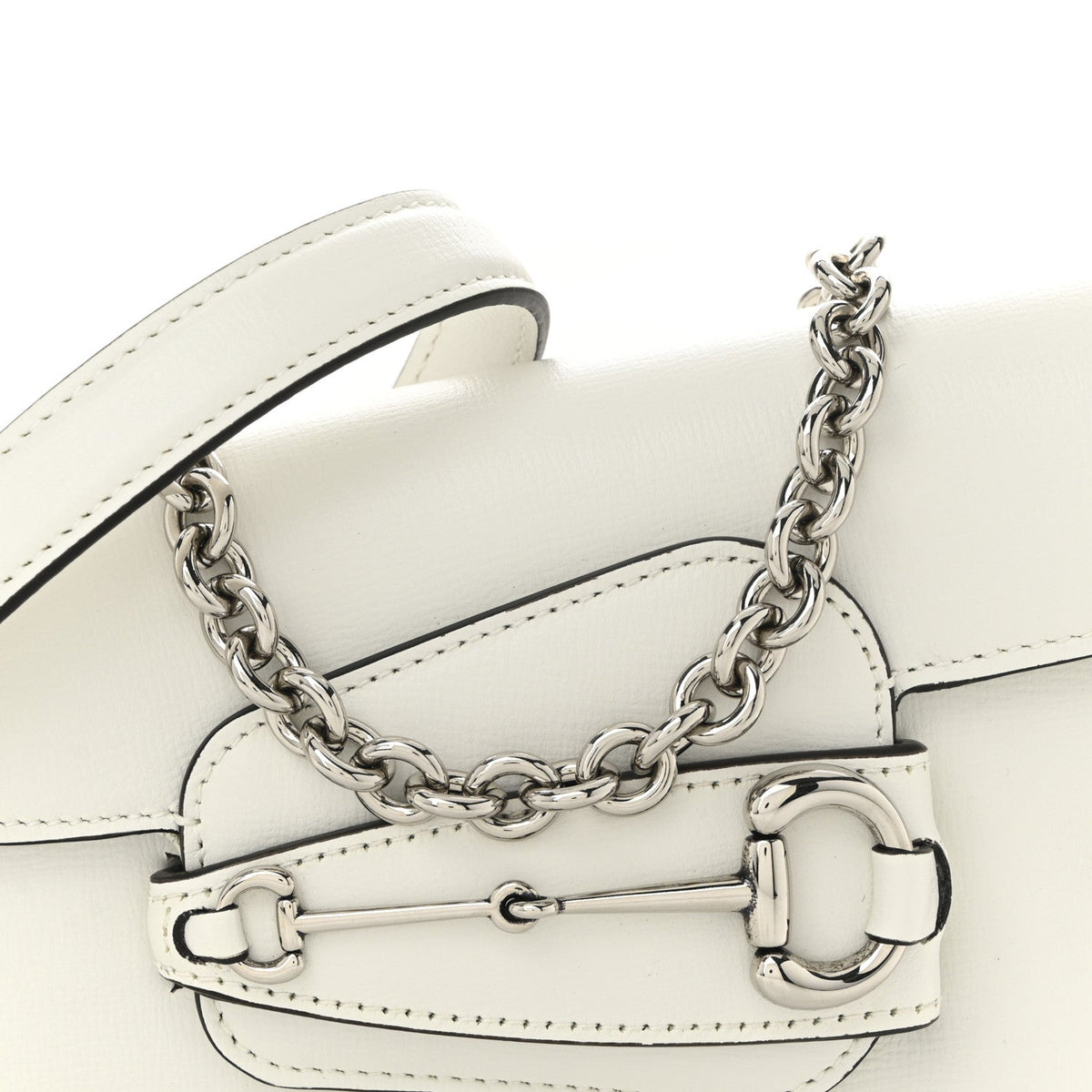 Demetra Mini Horsebit 1955 Asymmetric Shoulder Bag Great White
