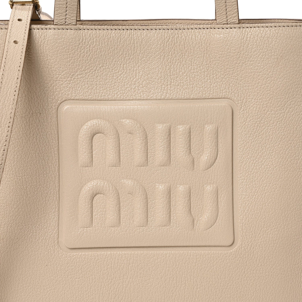 Goatskin Logo Embossed Shopping Tote Lino
