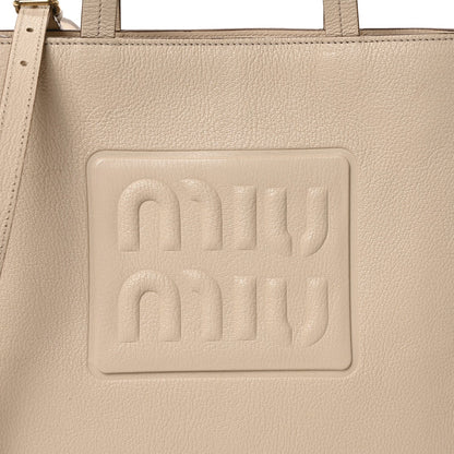 Goatskin Logo Embossed Shopping Tote Lino