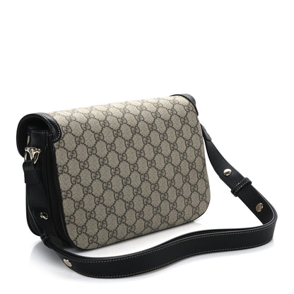 GG Supreme Monogram Horsebit 1955 Soft Small Shoulder Bag Beige Black