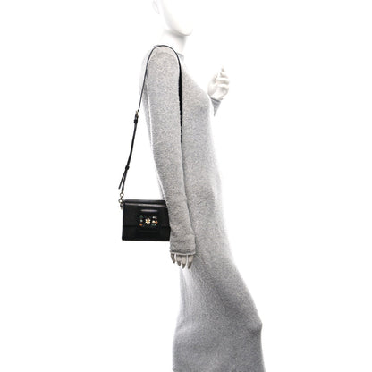 Lizard Embossed Crystal Embellished DG Millennials Mini Crossbody Bag Black