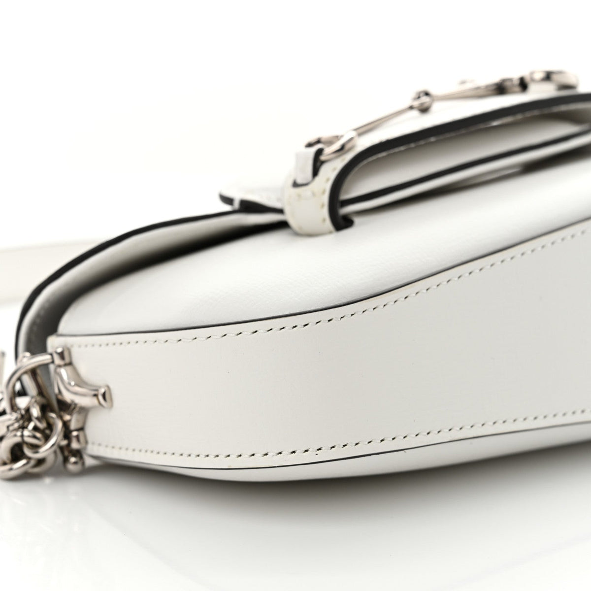 Demetra Mini Horsebit 1955 Asymmetric Shoulder Bag Great White