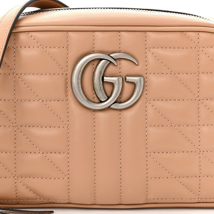 Calfskin Matelasse Aria Small GG Marmont Chain Shoulder Bag Camelia