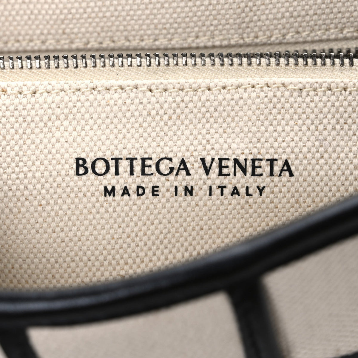 Canvas Intrecciato Padded Cassette Crossbody Bag Natural Black