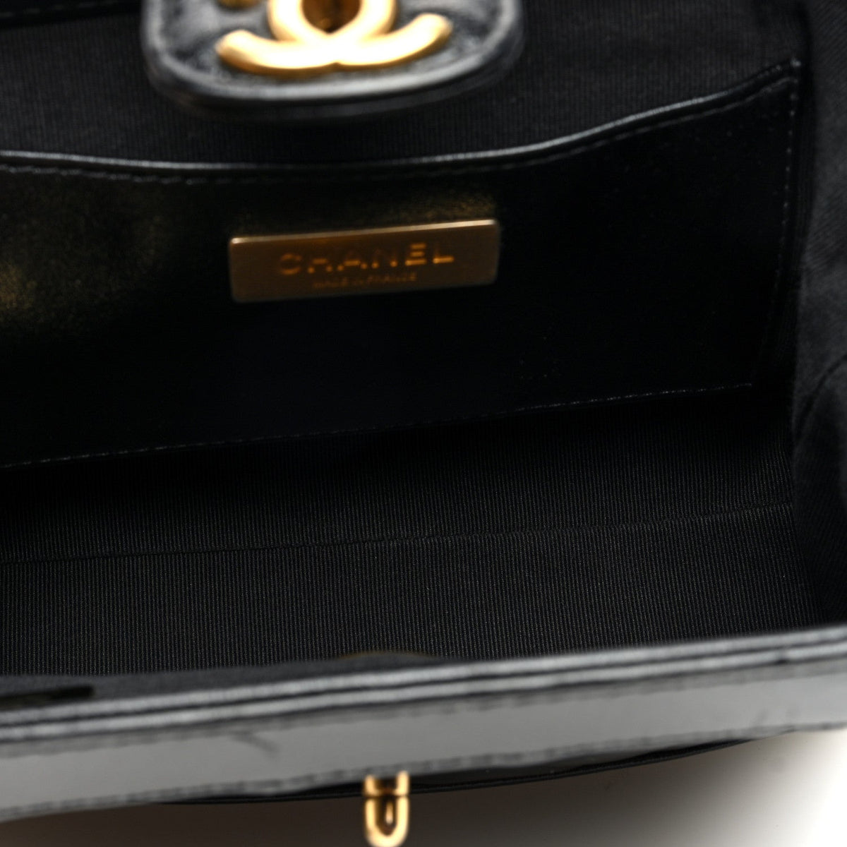 Shiny Lambskin Quilted Mini Cocodoc Top Handle Bag Black