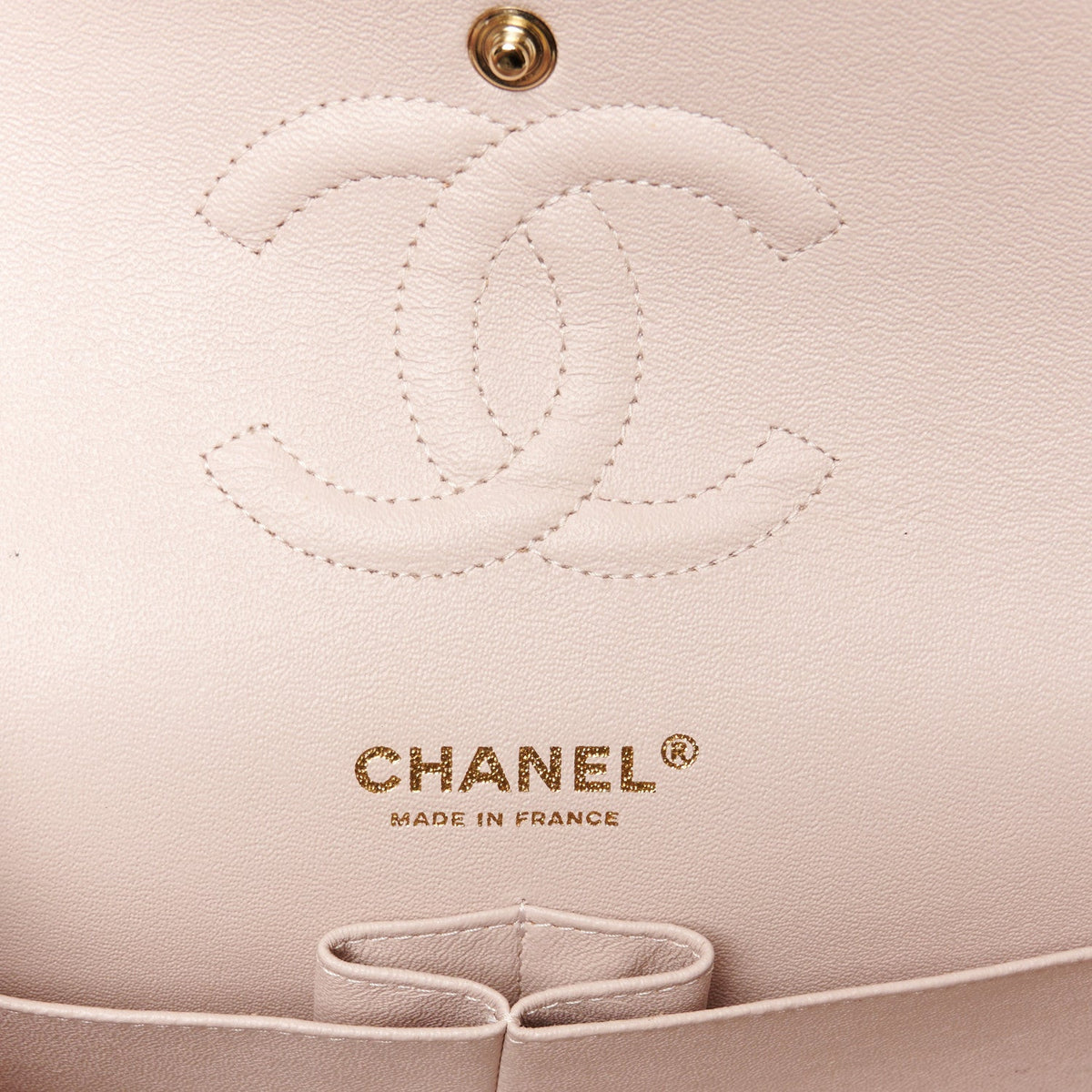 Lambskin Quilted Medium Double Flap Light Pink