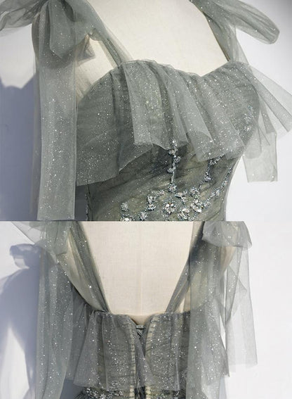 Elegant tulle long A line prom dress evening dress M2309