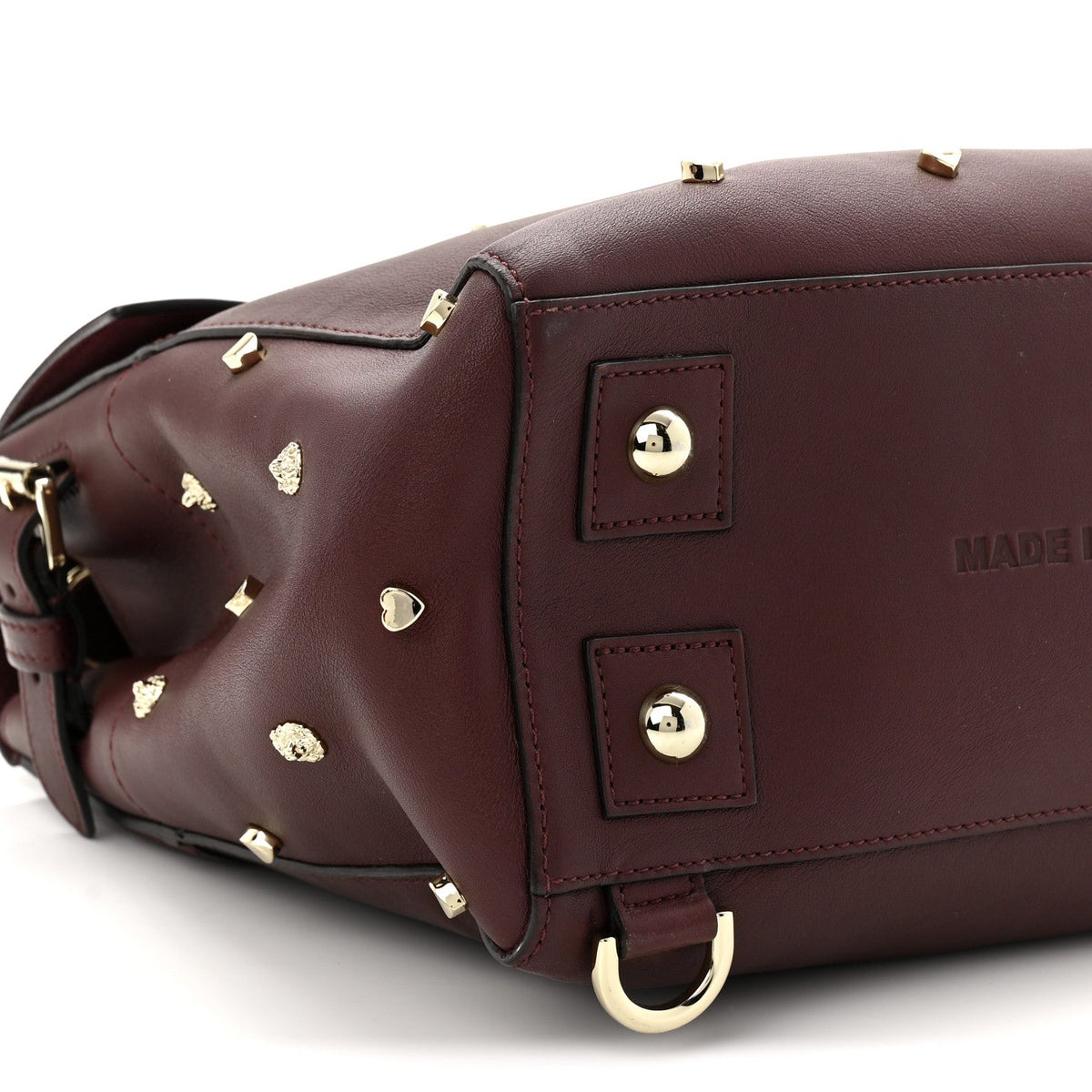 Calfskin Studded Medium Cara Delevingne Convertible Satchel Oxblood