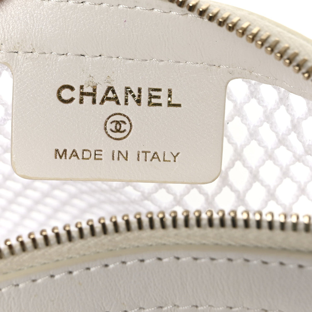 Mesh Shiny Lambskin Chain Hobo White