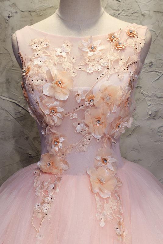 Ball Gown Long Prom Dress with Hand Made Flowers, Gorgeous Quinceanera Dresses M1674
