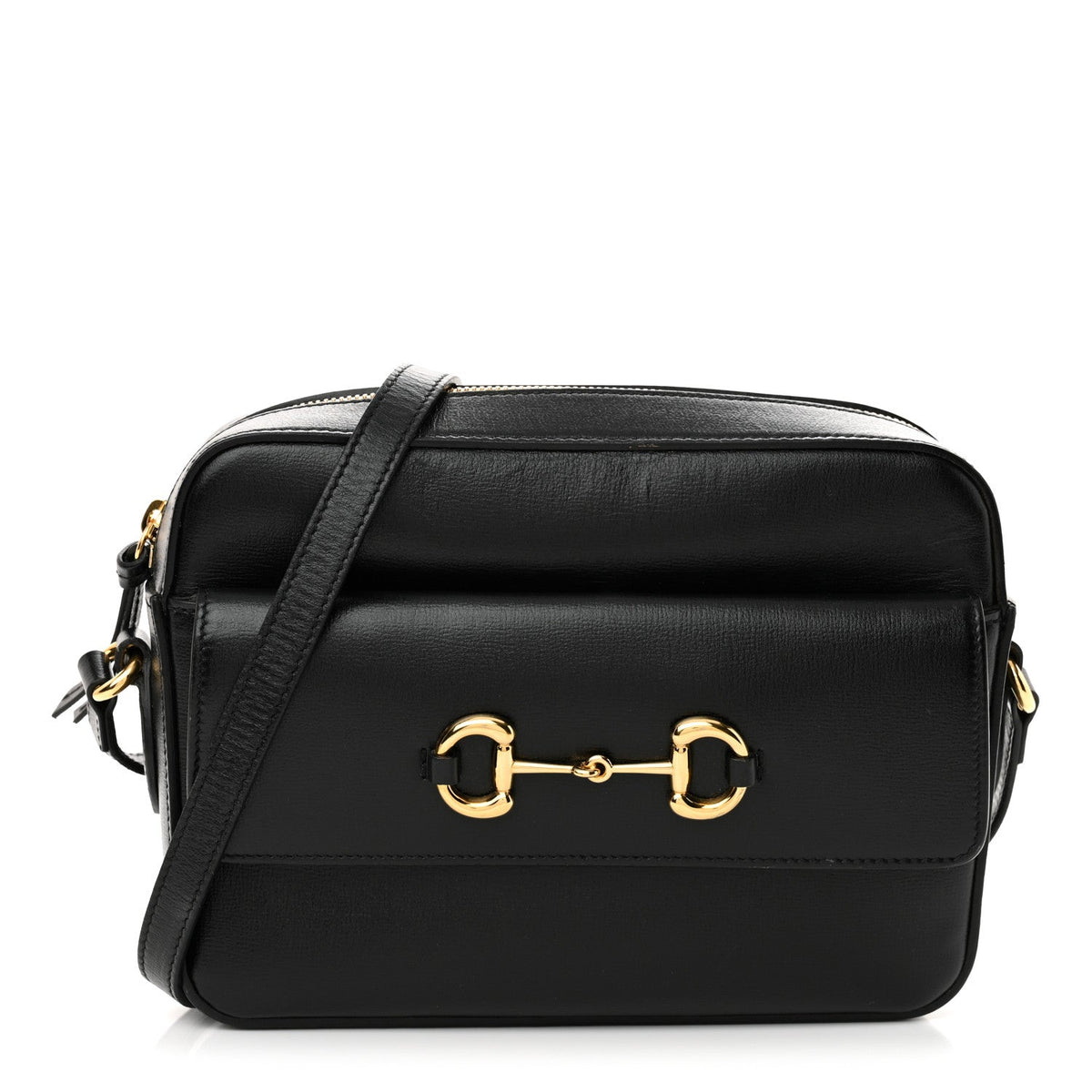 Textured Calfskin Small Horsebit 1955 Shoulder Bag Black