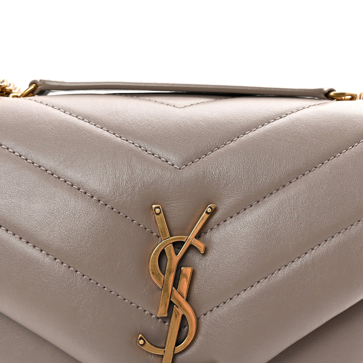Calfskin Y Quilted Monogram Small Loulou Chain Satchel Taupe