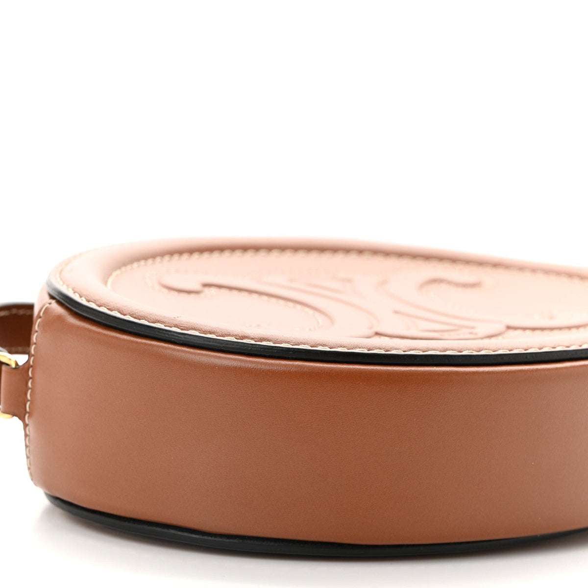 Calfskin Cuir Small Triomphe Oval Crossbody Purse  Tan