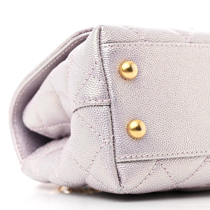 Metallic Caviar Quilted Extra Mini Coco Handle Flap Light Pink
