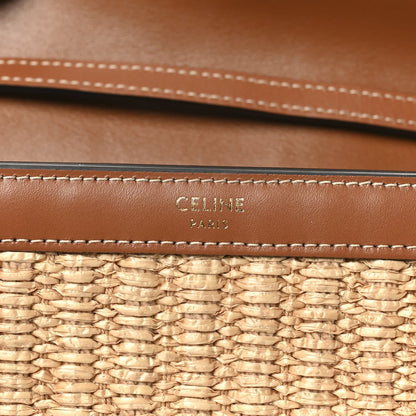 Raffia Calfskin Triomphe Wallet on Strap Natural Tan