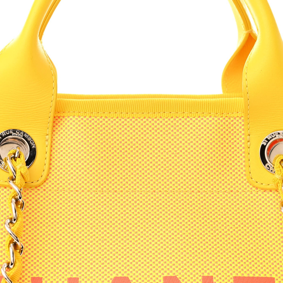 Mixed Fibers Calfskin Deauville Medium Tote Yellow Orange