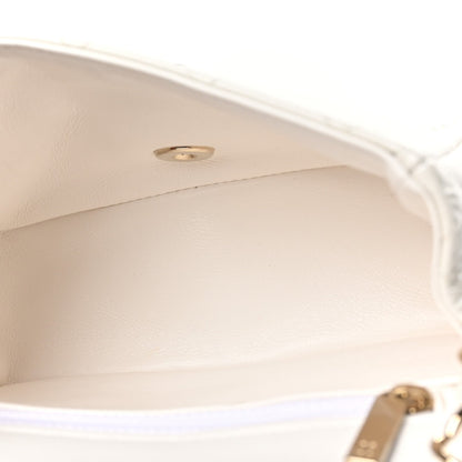 Patent Quilted Mini Square Flap White