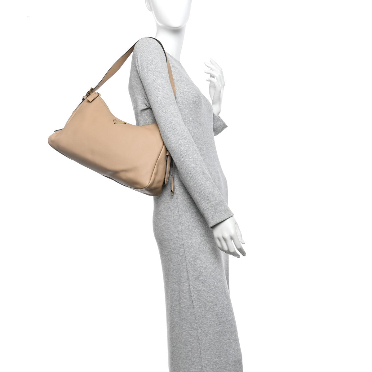 Soft Calfskin Large Aimée Shoulder Bag Travertine