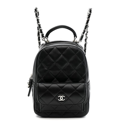 Lambskin Quilted CC Mini Classic Backpack Black