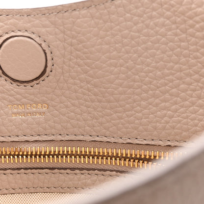 Pebbled Calfskin Small Alix Padlock Zip Hobo Bag Beige
