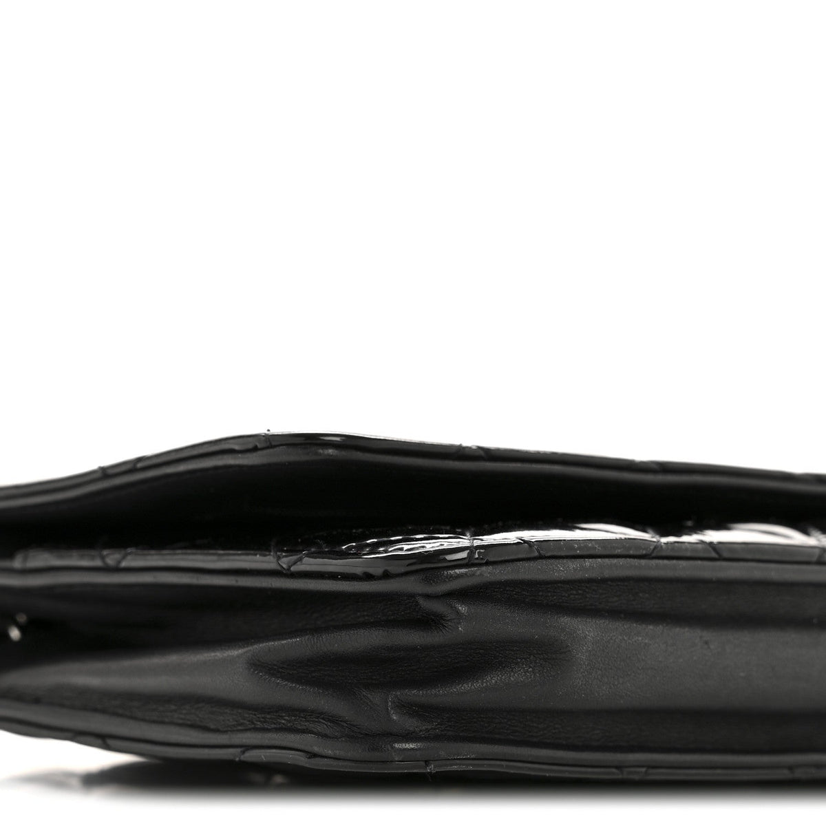 Patent Quilted Wallet On Chain WOC Black