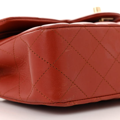 Lambskin Quilted Small Double Flap Red