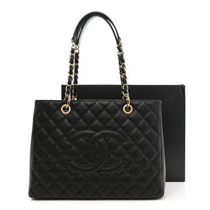 Caviar Quilted Grand Shopping Tote GST Black