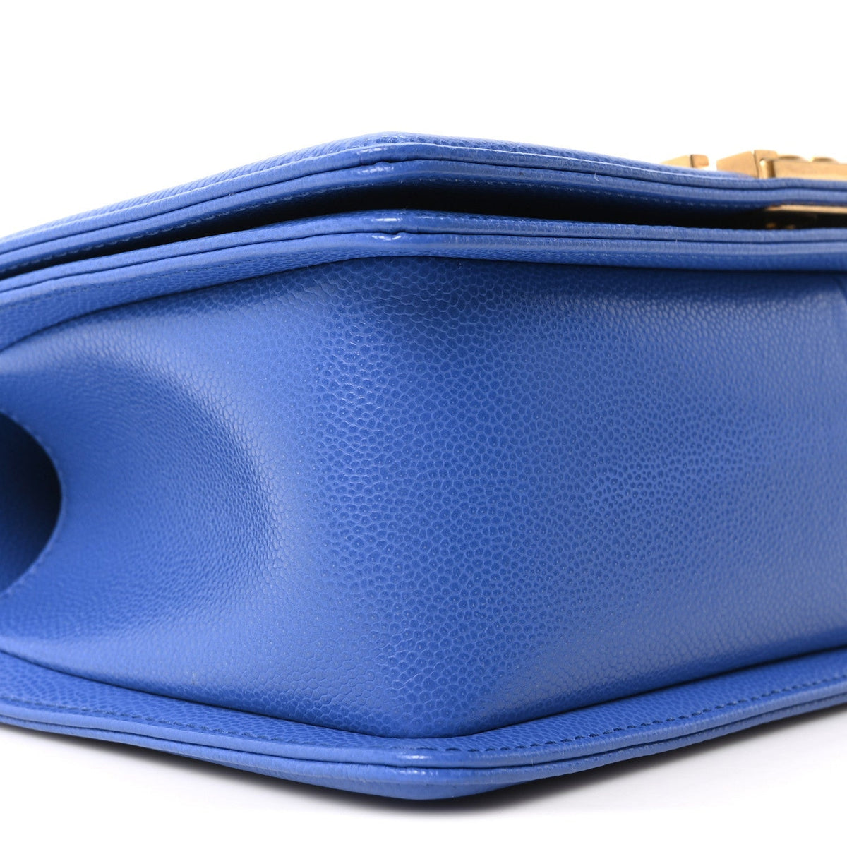 Caviar Chevron Quilted Medium Boy Flap Dark Blue