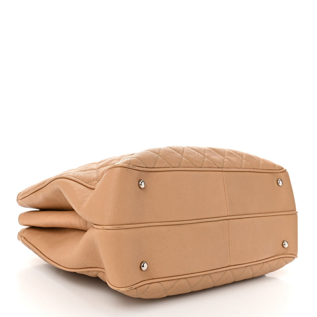 Caviar Quilted Large Urban Companion Top Handle Shopping Tote Beige