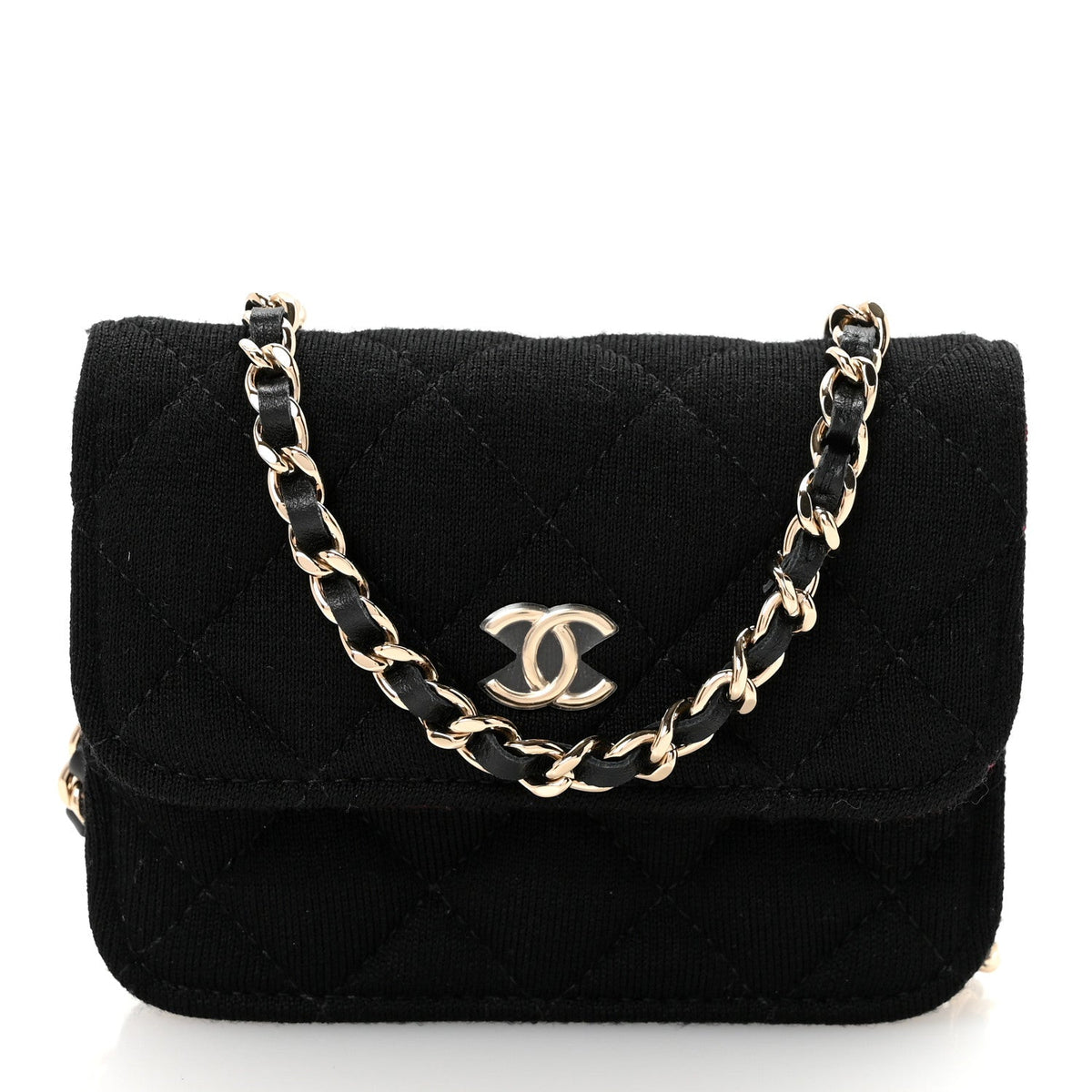 Jersey Quilted Micro Mini Flap Black