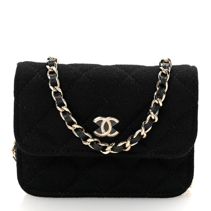 Jersey Quilted Micro Mini Flap Black