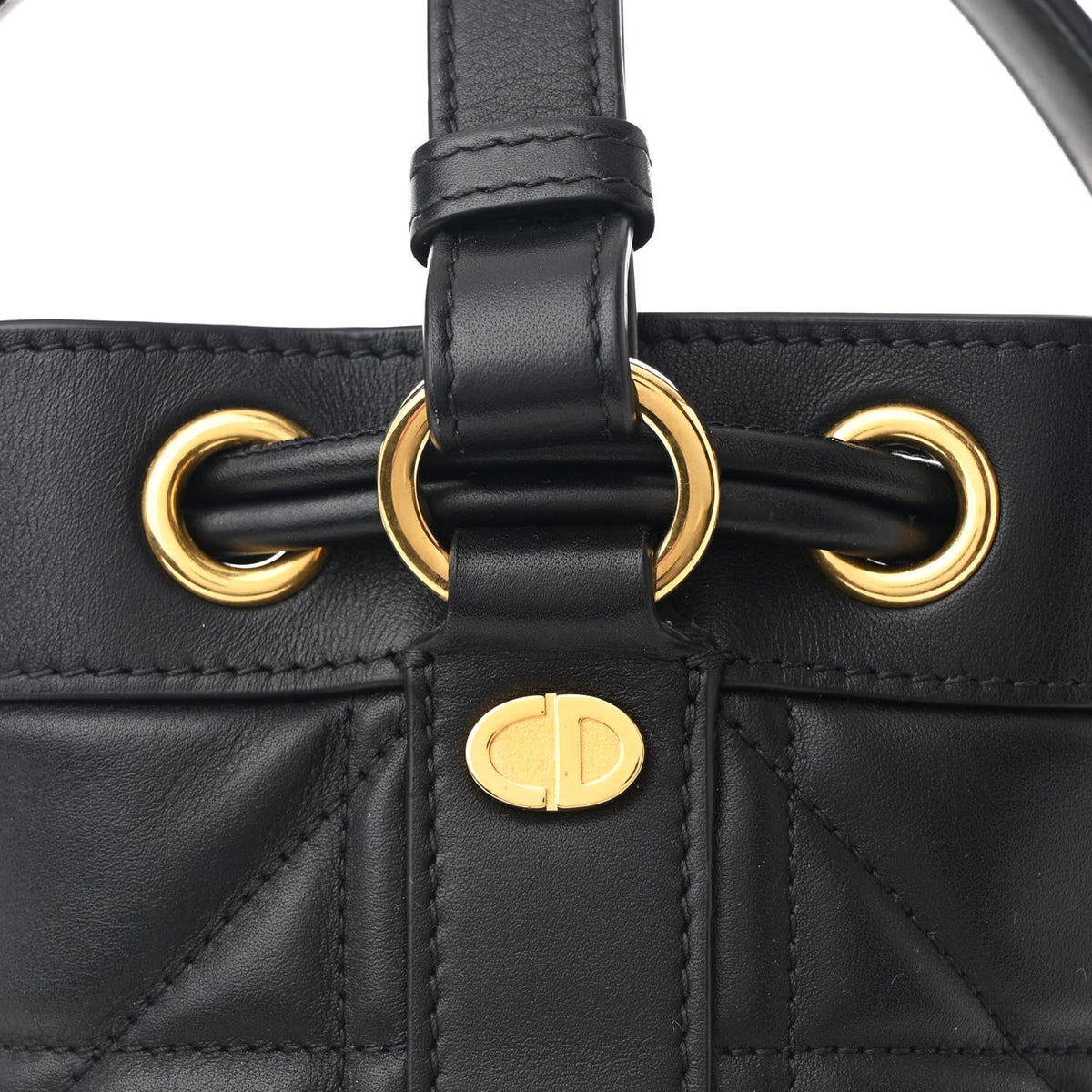 Calfskin Macrocannage Cannage Small Drawstring Backpack Black