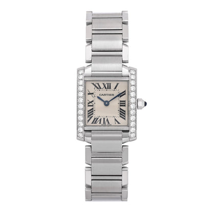 Stainless Steel Diamond Bezel 20mm Tank Francaise Quartz Watch