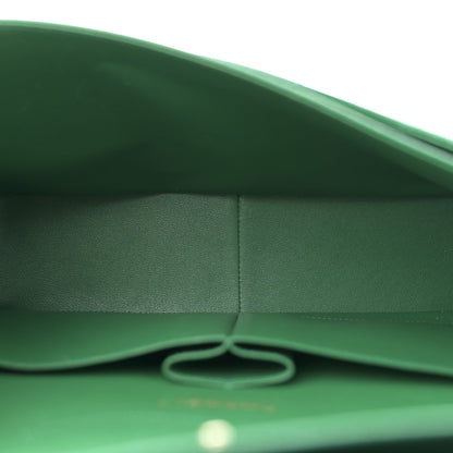 Metallic Caviar Quilted Jumbo Double Flap Green