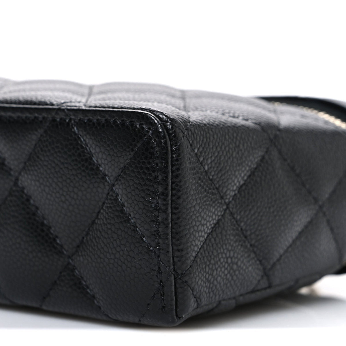 Caviar Quilted Top Handle Slim Vanity With Chain Black