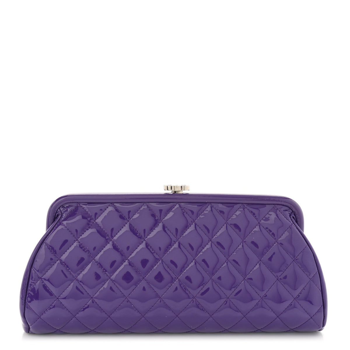 Patent Quilted Timeless Clutch Purple