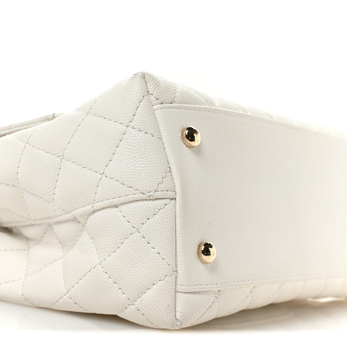 Caviar Quilted Small Chain Coco Handle Flap White