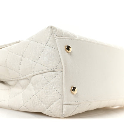 Caviar Quilted Small Chain Coco Handle Flap White