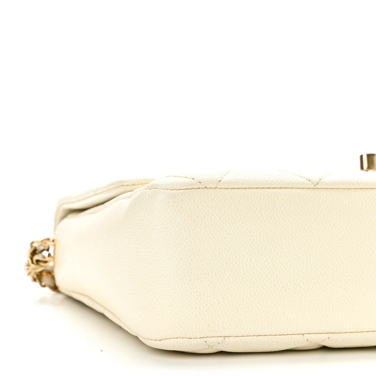 Shiny Caviar Quilted Small Chain Melody Flap White