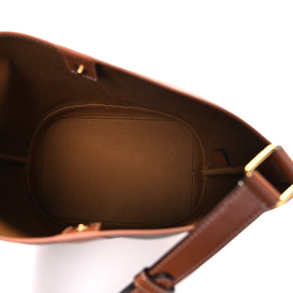 Triomphe Canvas Calfskin Small Bucket Bag Tan