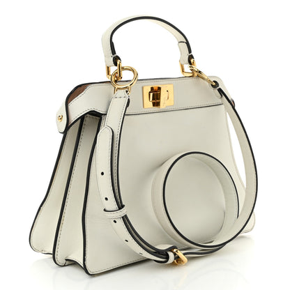 Vitello Seta Nappa Bi-Color Small Peekaboo I SEE U Satchel White Ice Light Rose Tortora