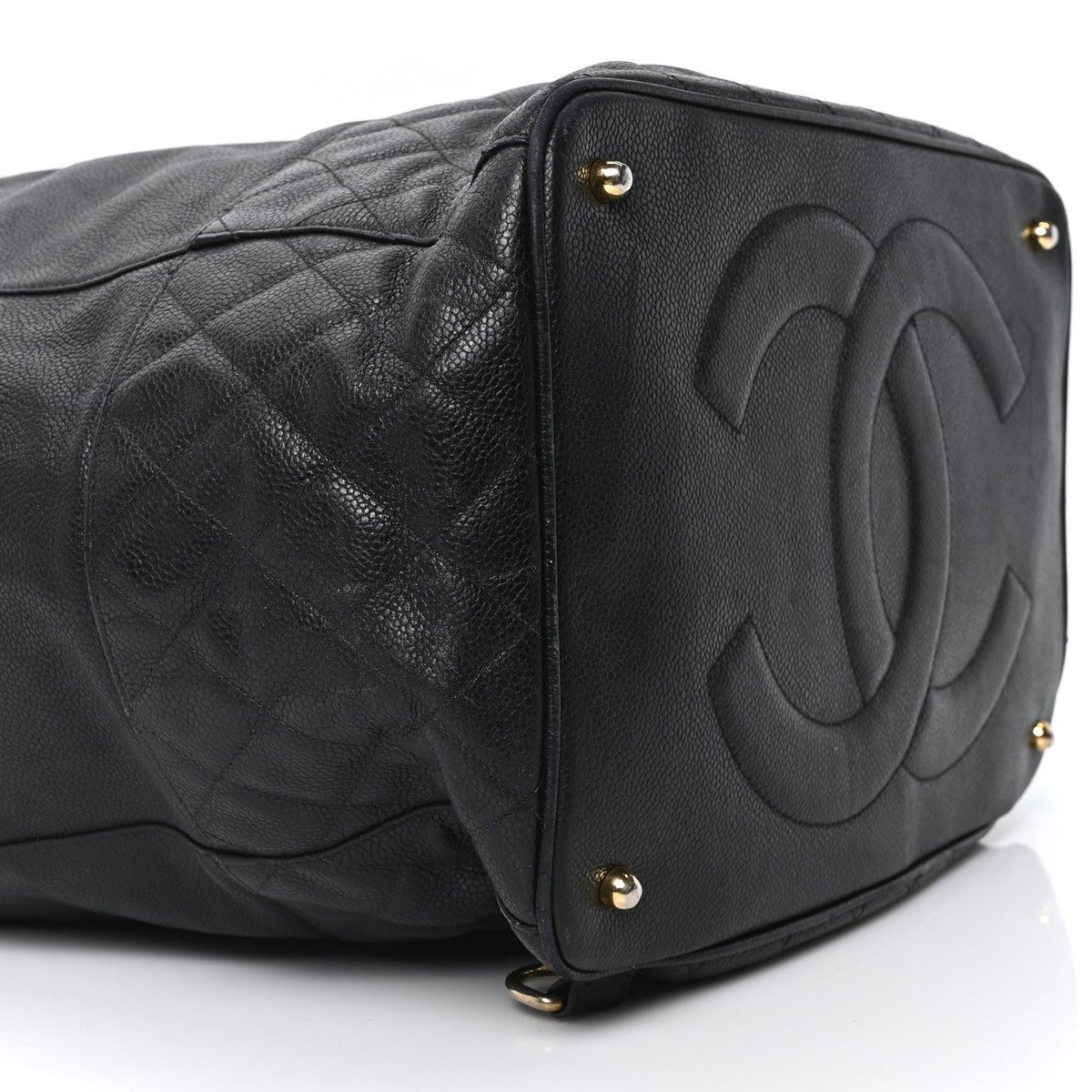 Caviar Quilted Drawstring Backpack Black