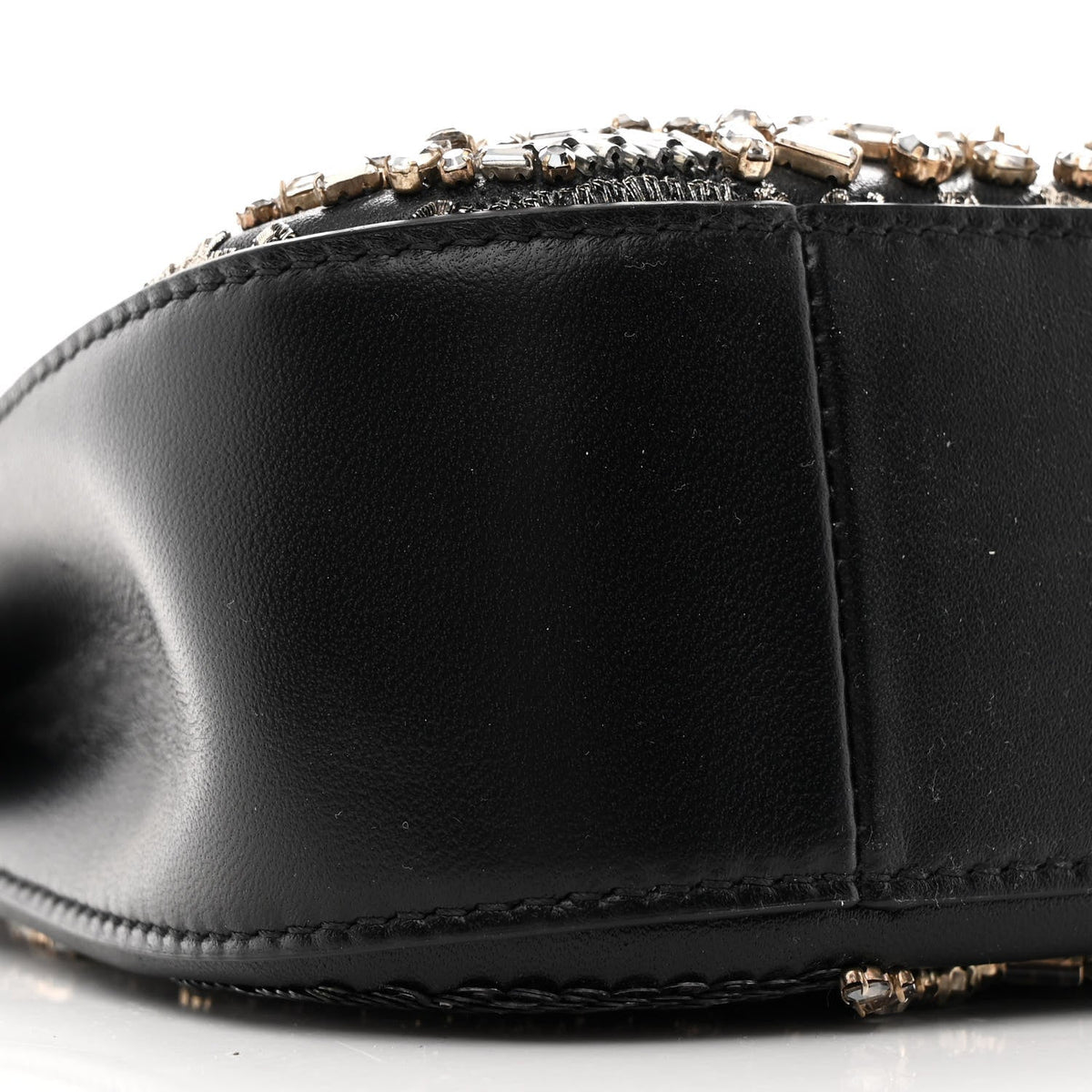 Lambskin Embellished Crystal Mini T-Bar Bag Black