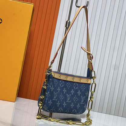 LOUIS VUITTON POCHETTE ACCESSOIRES WASHED DENIM BLUE 22CM